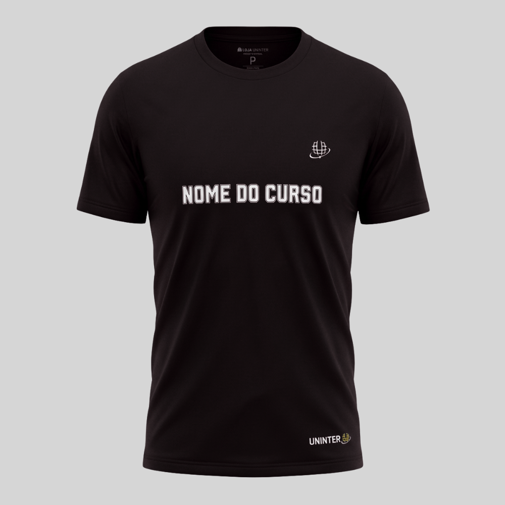 CAMISETA UNISSEX ALGODÃO EGÍPCIO PRETA – PERSONALIZÁVEL POR CURSO