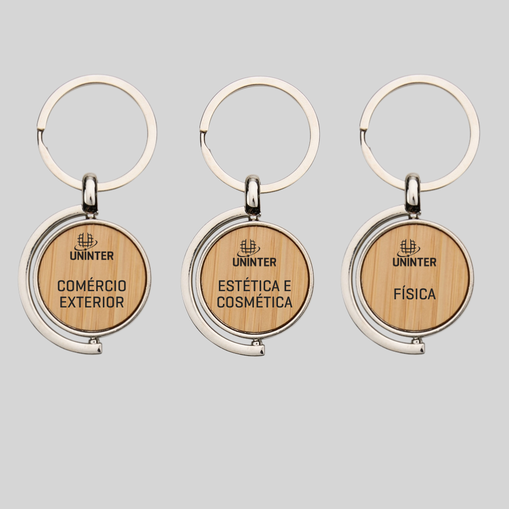 CHAVEIRO DE BAMBU GIRATÓRIO – PERSONALIZÁVEL POR CURSO