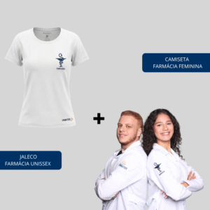 COMBO: CAMISETA FARMÁCIA FEMININA + JALECO FARMÁCIA UNISSEX