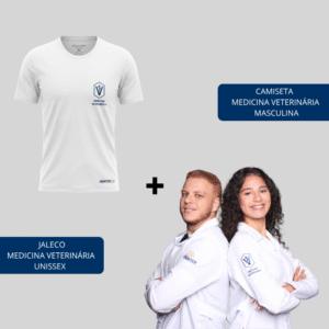 COMBO: CAMISETA MEDICINA VETERINÁRIA MASCULINA + JALECO MEDICINA VETERINÁRIA UNISSEX