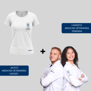 COMBO: CAMISETA MEDICINA VETERINÁRIA FEMININA + JALECO MEDICINA VETERINÁRIA UNISSEX