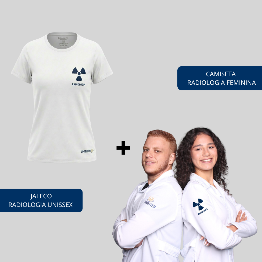 COMBO: CAMISETA RADIOLOGIA FEMININA + JALECO RADIOLOGIA UNISSEX