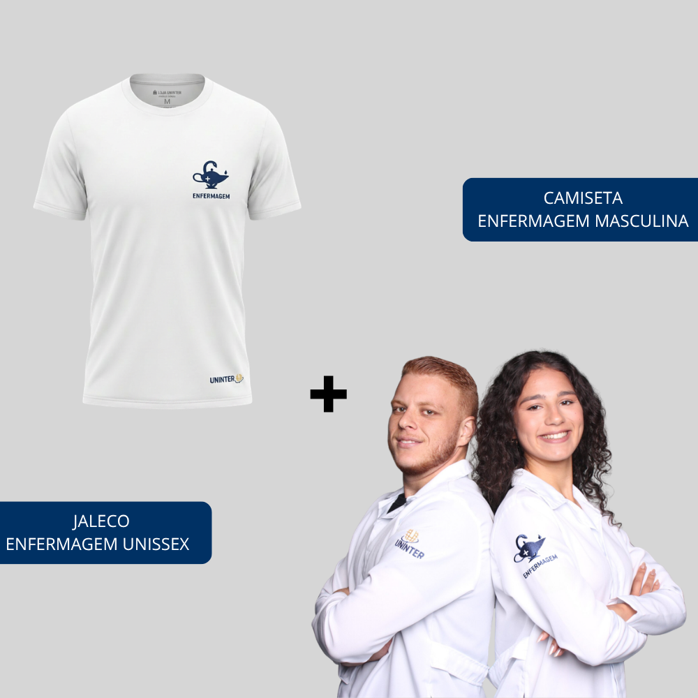 COMBO: CAMISETA ENFERMAGEM MASCULINA + JALECO ENFERMAGEM UNISSEX