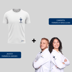 COMBO: CAMISETA FARMÁCIA MASCULINA + JALECO FARMÁCIA UNISSEX
